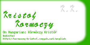 kristof kormoczy business card